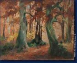 Sous-bois En Automne by Modeste Jean Lhomme