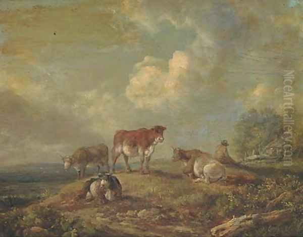 A drover with cattle - view 1