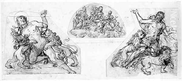 Two studies for an early martyr attacked by lions - view 1