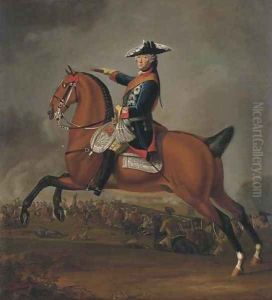 An equestrian portrait of Fredrick II of Prussia (1712-1786)
