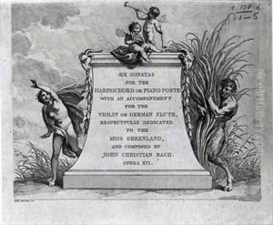 Frontispiece for six sonatas by John Christian Bach dedicated to Miss Greenland by Giovanni Batista Cipriani