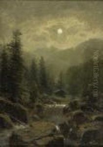 Mondbeschienene Gebirgslandschaft