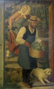 Ehmig, Georg: Grape Harvest. Oil On Canvas.signed. - Stained by Georg Emil Libert