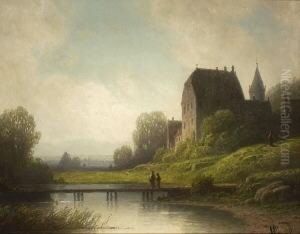 Altes Schloss Am Wasser In
Voralpenlandschaft. by Wilhelm Lichtenheld