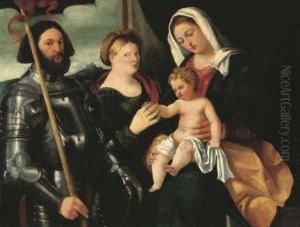 The Madonna And Child With Saints Catherine Of Alexandria Andgeorge by Bernardino Licinio