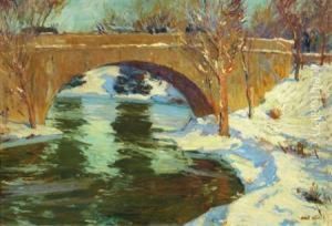 Central Park Bridge In Winter by Jonas Lie