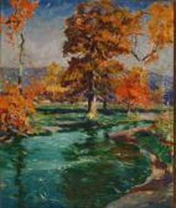 Winding Stream Through An Autumn Landscape