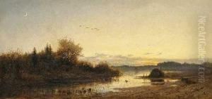 Abend Im Moor by Adolf Heinrich Lier
