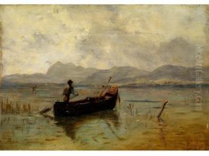 Fischer Im Boot Am Chiemseeufer by Adolf Heinrich Lier