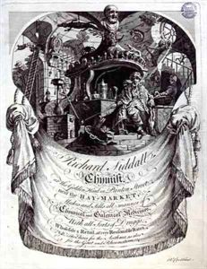 Trade card for Richard Siddall Chemist at the Golden Head Panton Street London