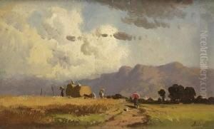 Kornernte Im
 Voralpenland. by Adolf Heinrich Lier