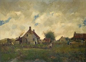 Landschaft Mit Bauernhausern by Helmut Liesegang