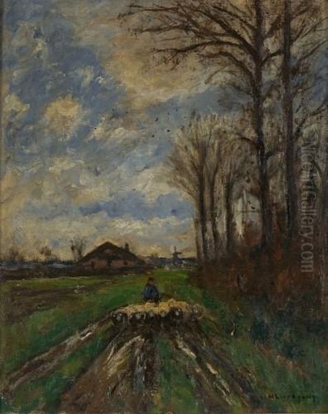 Schafer Mit Seiner Herde Auf Einem Feldweg - view 1