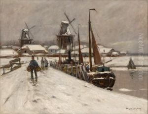 Hollandische Hafenstadt Im Winter. by Helmut Liesegang