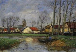 The Lower Rhine. Oxbow Lake In
Front Of A Church With Village. Signed Bottom Right: H. Liesegang The Lower Rhine. Oxbow Lake In
Front Of A Church With Village. Signed Bottom Right: H. Liesegang