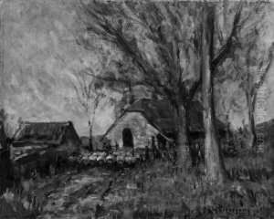 Landschaft Mit Einer Schafherde
Vor Einem Bauernhaus. Signiert Unten Rechts: H. Liesegang. Ol Auf
Leinwand. H 40; B 50 Cm. by Helmut Liesegang