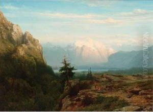 A Mountainous Landscape With Deer by Cornelis Lieste