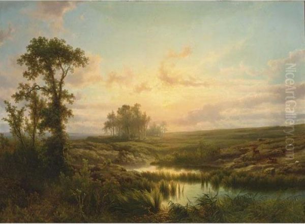A Summer Landscape At Sunset - view 1