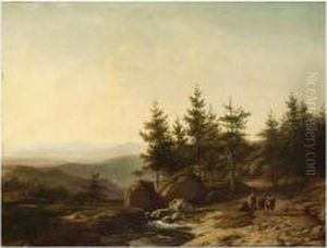 A Traveller In A Mountainous Landscape A Traveller In A Mountainous Landscape