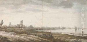 A distant view of Dordrecht along the Merwede River