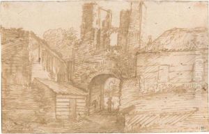 The Outer Gate Of The Ruins Of Brederode Castle by Jan Lievens