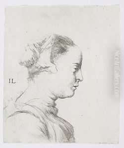 Bust Of A Young Woman In Profile To The Right<</b> by Jan Lievens