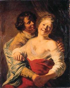 A Youth Embracing A Young Woman