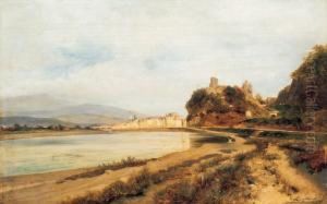 Riverside Landscape With Castle Ruins