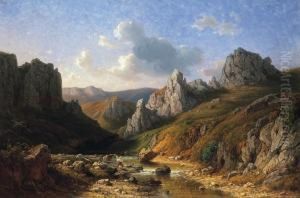 Romantic Landscape By The Waterm With Figures