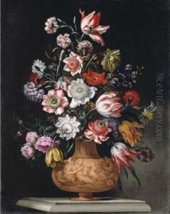 Tulips, Roses And Carnations And A Narcissus
