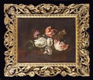 A Tulip, Carnation, Morning
Glory And Other Flowers On A Table-top; And A Tulip, Chrysanthemum,
Carnation, Morning Glory And Other Flowers On A Table-top by Bartolomeo Ligozzi