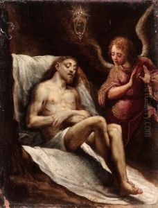 Cristo Deposto Nel Sepolcro E Pianto Da Un Angelo