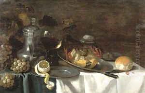 A crab on a pewter plate by Pieter Claesz