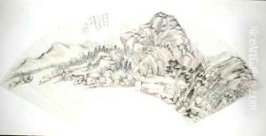 Fan depicting a landscape Fan depicting a landscape