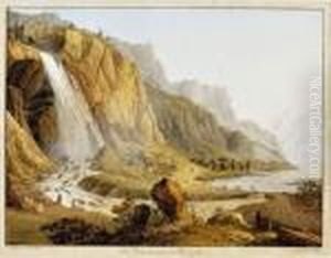 Vue De La Cascade De Pissevache by Jean Antoine Linck