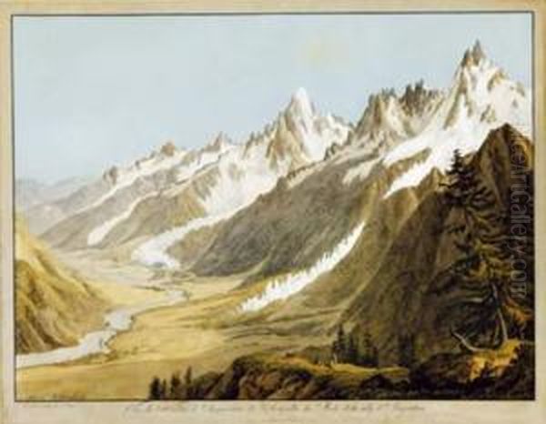 Vue De La Vallee De Chamounix, De L'aiguille Du Midi Et De Celle D'argentiere - view 1