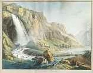 Vue De La Cascade De Pissevache by Jean Antoine Linck