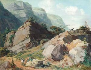 Paysage De Montagne En Suisse by Jean Antoine Linck
