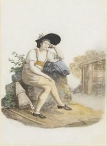 Swiss Peasants In Traditional Dress by Jean Antoine Linck