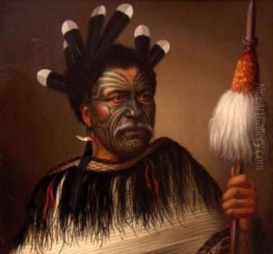 Portrait Of A Highborn Chief Holding Atewhatewha