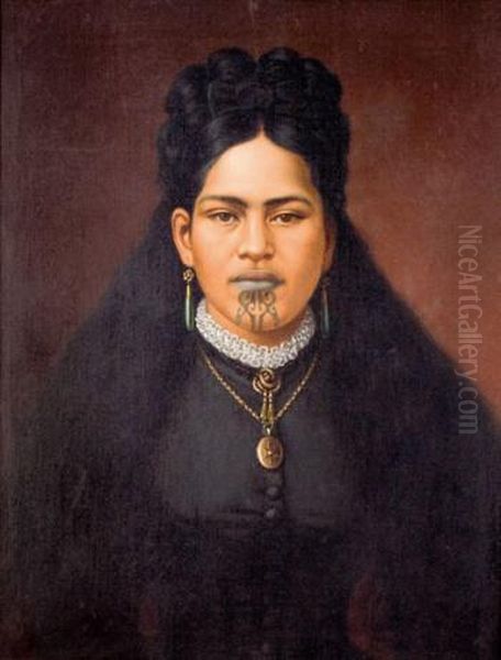 Portrait Of A Maori Woman In Colonialdress - view 1