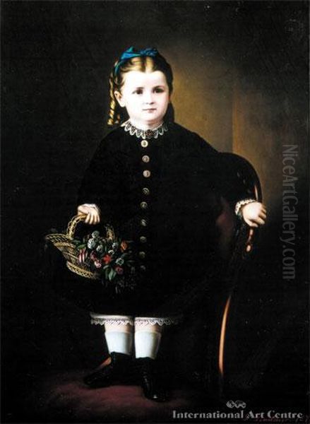 Girl With Basket Of Flowers - view 1