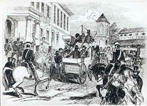 Arrival of the Government Conveyance at the Colonial Treasury Sydney