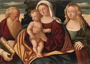 The Madonna and Child with Saints Jerome and Catherine by Francesco Rizzo Da Santa Croce