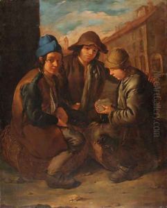 Urchins playing cards