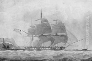 A Frigate Off Genoa by James Wilson Carmichael