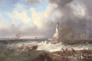 Ramsgate harbour mouth at the top of the tide by John Wilson Carmichael