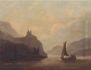 Vessels on a tranquil estuary by John Wilson Carmichael