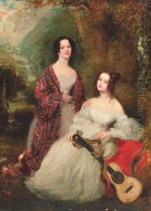 Double portrait of two sisters by Margaret Sarah Carpenter