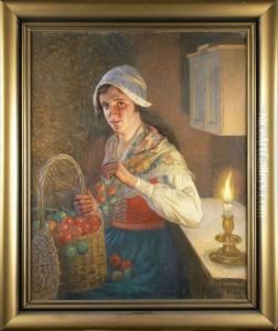 Flicka I Folkdrakt by Emil Lindgren